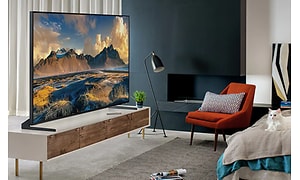 stort tv i et moderne rum